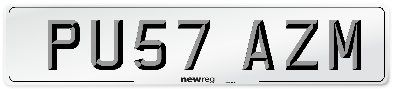 PU57 AZM Number Plate from New Reg